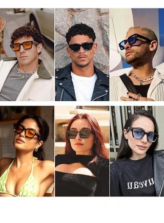 Thick Square Sunglasses for Men Women Retro Chunky Rectangle Shades UV400 Protection - view 5
